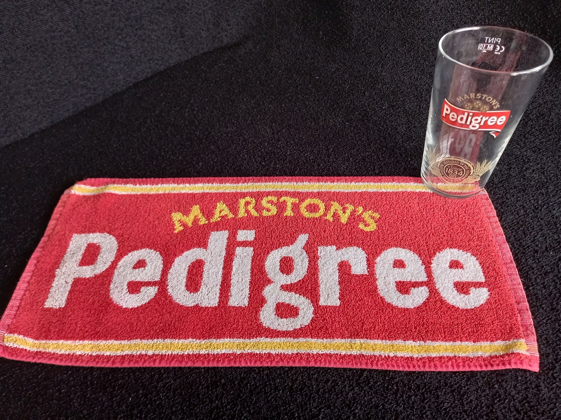Vintage pub beer/bar towel with a matching brewery glass Etsy