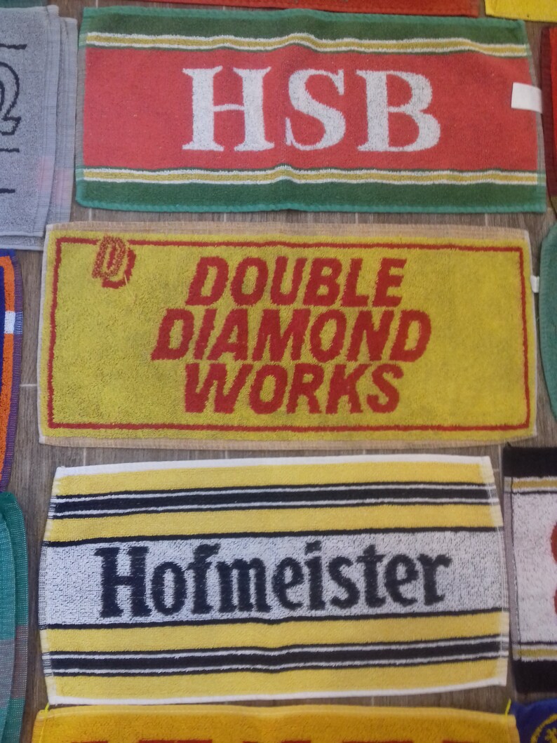 Vintage pub beer/bar towels. Etsy
