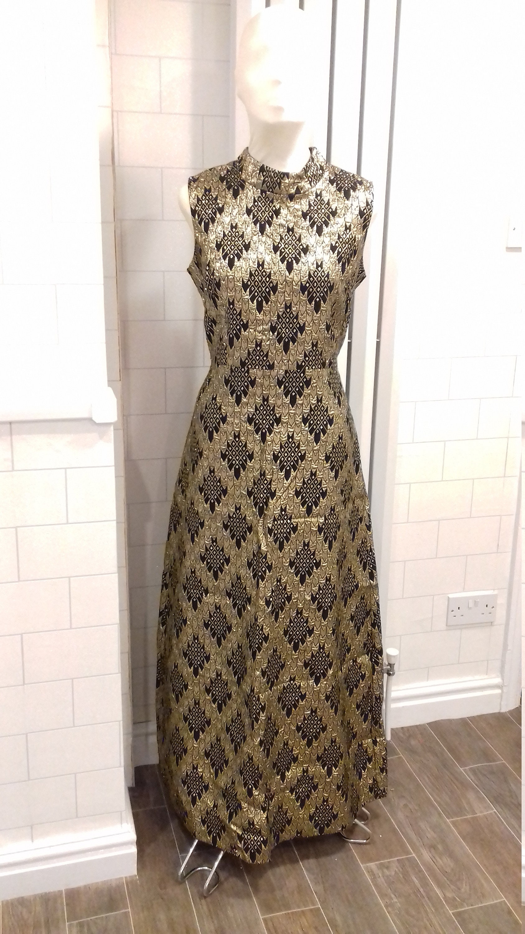 Image of Black & Gold Victor Roberts Vintage Evening Dress
