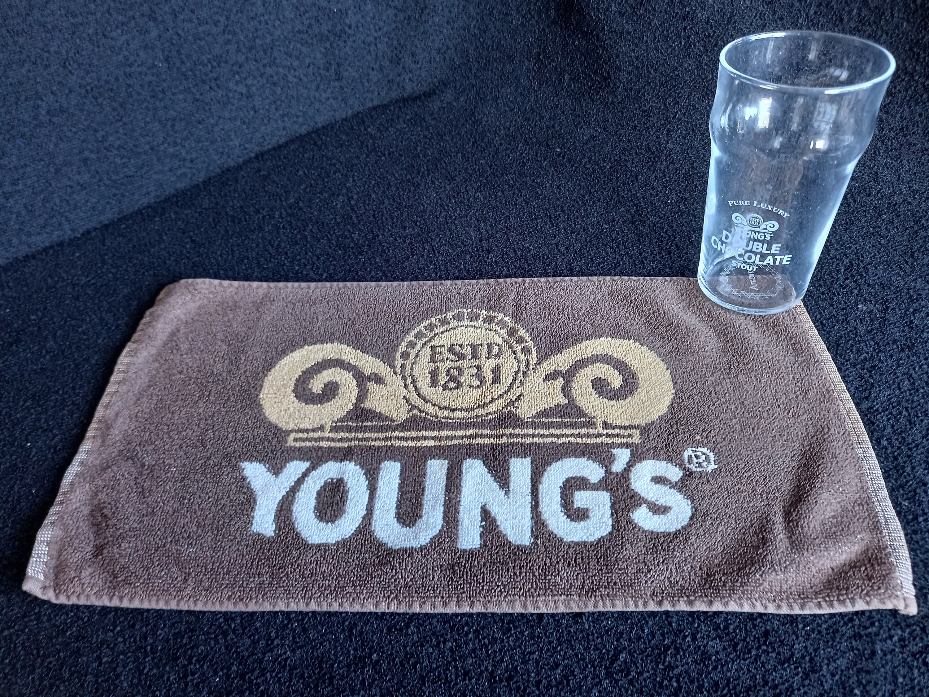 Vintage pub beer/bar towel with a matching brewery glass Etsy