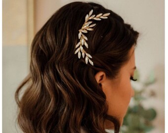 Pettine da sposa in cristallo, forcine per capelli da sposa, foglia d'argento o d'oro, set di 2 pettini per capelli ramificati