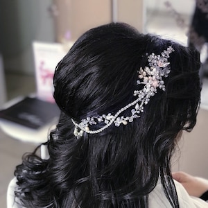Serre-tête de mariée en forme de vigne avec perle pour mariage Halo de coiffure avec cristal