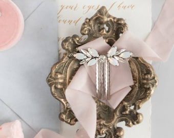 Opal Wedding Hair Comb: Crystal Bridal Head Piece