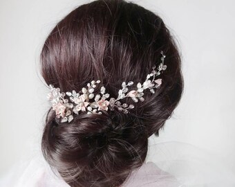 Gold Silver White Cherry Blossom Flower Pearl Vine Hair Comb Bridal Wedding 5268 