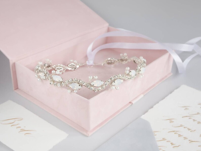 Pearl wedding belt with opal Bridal sash belt with rhinestone
