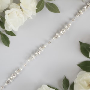 Pearl bridal belt for wedding dress Sash with crystal and rhinestone for bride or bridesmaids