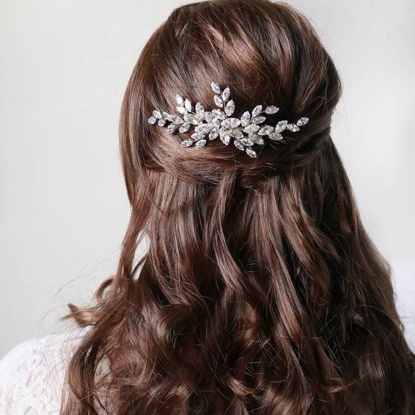 Peigne à cheveux en strass avec cristal Bijoux de cheveux de mariée en argent ou en or avec cristaux ou zircone cubique