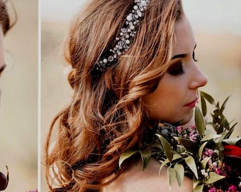 Pearl Wedding Headpiece: Boho Bridal Hair Vine Circlet