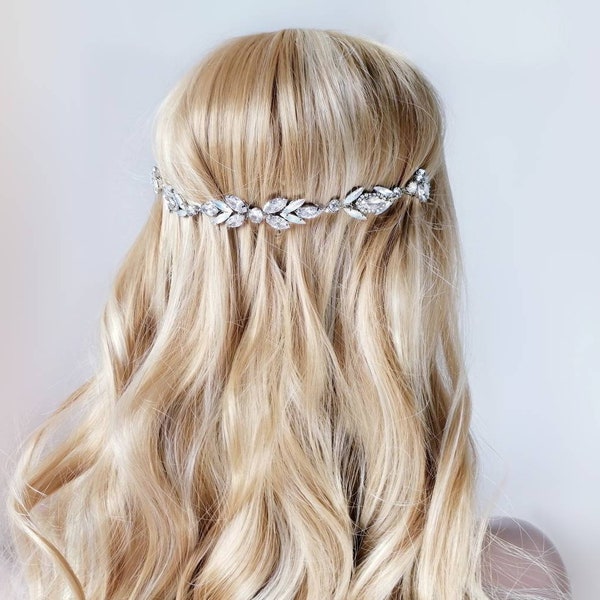 Bridal headpiece for wedding Hair piece opal, Crystal comb, Bridal hair vine