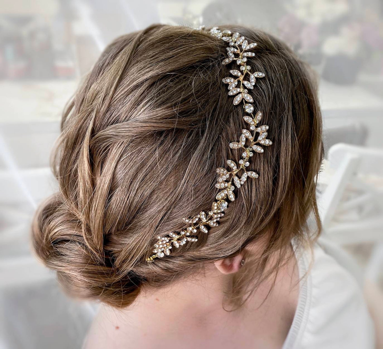 Bridal Hair Piece For Wedding With Crystal Leaves In Gold Or Silver Etsy