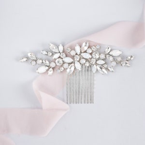 Crystal bridal hair piece, Wedding opal comb, Rhinestone headpiece