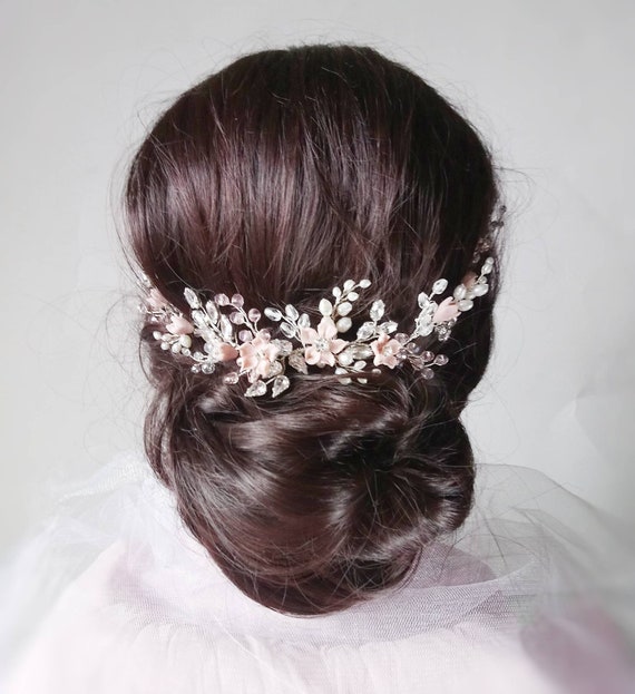 Wedding Hair Vine Floral Hair Piece Pearl Head Piece Pearl Etsy