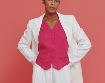 Fuchsia Suit Vest: Women's Summer Waistcoat, Formal Pantsuit