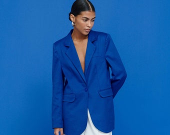 Blue Women Blazer, Custom Made Jacket, Formal Wedding, Women's Suit Set, Navy Office Blazer, Casual Blazer, Three-Piece Suit, Prom Outfit