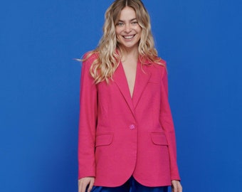 Hot Pink Blazer, Oversized Blazer, Pantsuit For Women, Formal Suit For Office, Wedding Guest, Prom Suit, Rehearsal Dinner