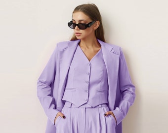 Lilac Pants Suit, Lavender Women Pantsuit, Blazer And Trousers, Palazzo Suit, Prom Suit, Birthday Party, Rehearsal Dinner, Wedding Guest