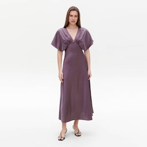 Gretta Brown Silk Dress, Satin Dress Midi, Bridesmaid Silk Dress, Prom Satin Dress, Wedding Guest Dress, Brown Satin Dress, Silk Slip Dress
