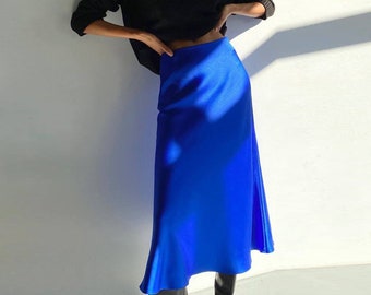 Custom Silk Satin Maxi Skirt: High Waisted Summer Dress