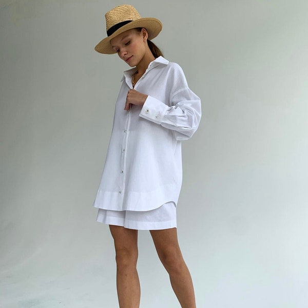 White Linen Shirt - Etsy