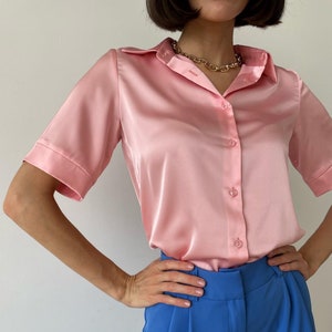 Silk Blouse For Women, Short Sleeves Silk Shirt, Sleeves Silk Blouse, Tie Silk blouse, Summer Clothing, Office Wear, Mulberry Silk Blouse