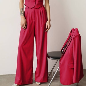Red Palazzo Suit Etsy