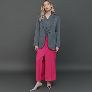 Pink Maxi Skirt, Pencil Skirt Suit, Women&#39;s Suit, Blazer And Skirt, Matching Set, Wedding Guest Suit, Bridal Suit, Fuchsia Skirt Set