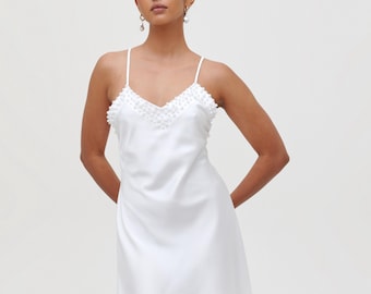 Pearl Dress, Bridal Slip, White Dress, Bridal Slip Dress, Pearl Slip Dress, Pearl Dress, Pearl Lingerie, Bridal Lingerie, White Pearl Dress