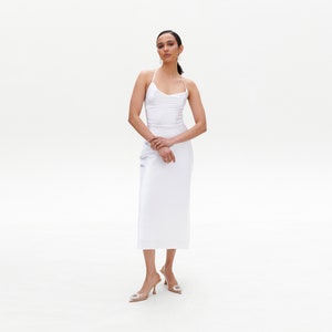 White Slip Sress Slip Dress Midi Woman Slip Dress Silk Dress Woman Silk Dress Bride Dress Summer Dress Party Dress White Satin Dress Midi