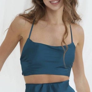 Emerald Silk Cowl Neck Cami Top: Satin Spaghetti Strap Bridesmaid