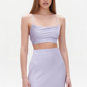 Silk slip skirt lilac 100% silk bias cut slip skirt slip midi a-line skirt women skirt silk satin skirt trends fall outfits image 2