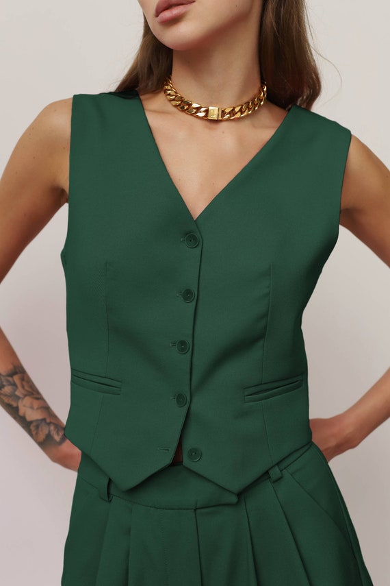 slim fit dress slacks Emerald Green Vest main image 1