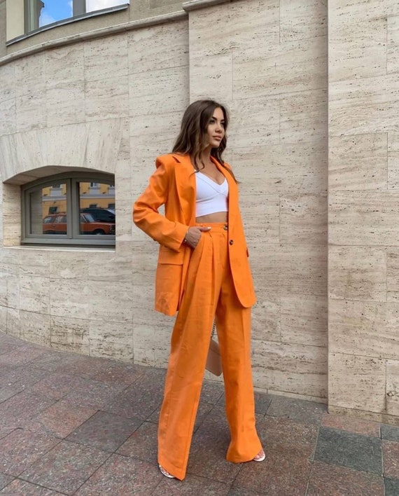 Linen pant top suit ladies