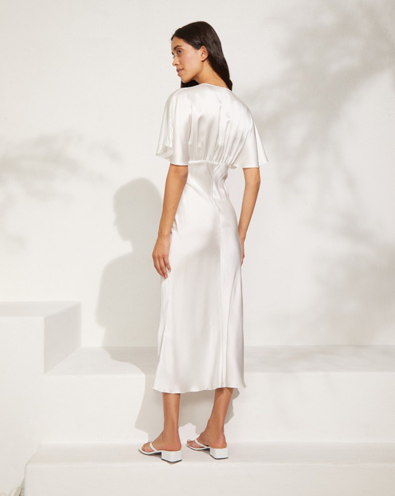 Gretta Satin Slip Dress White Slip Dress Silk Slip Midi - Etsy