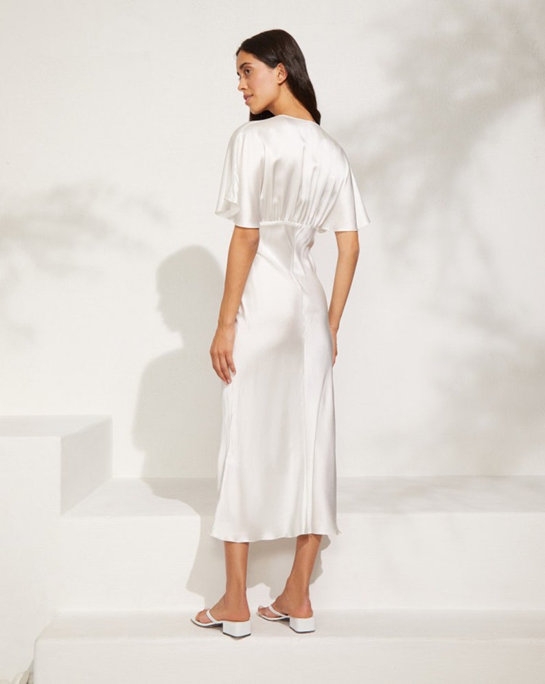 Gretta Satin Slip Dress, White Slip Dress, Silk Slip Midi Dress, Slip Dress, Midi Dress, Bridesmaid Dress image 8
