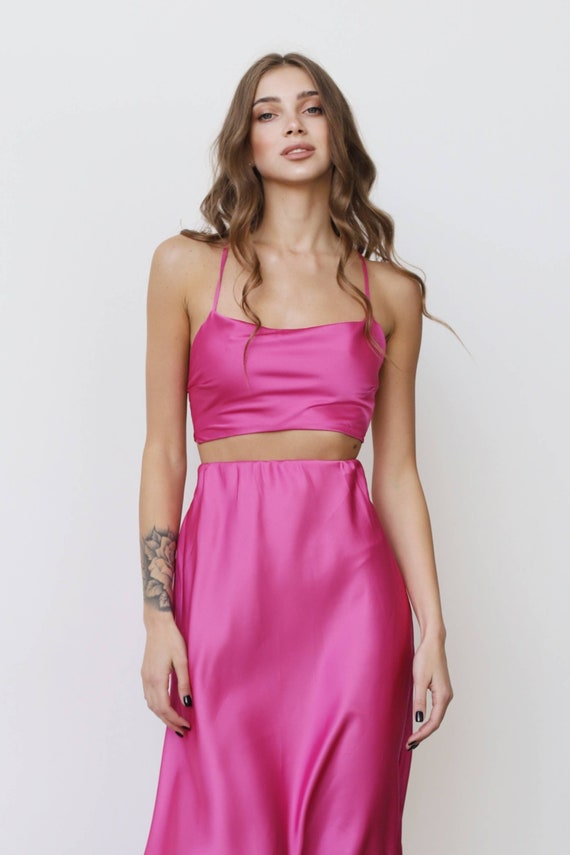 satin crop cami