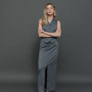 Gray Pencil Skirt, High Waisted Skirt, Maxi Skirt, Long Evening Skirt. Skirt With Pockets, Office Skirt, Church Skirt, Skirt Suit image 7