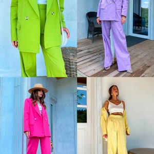 White Linen Palazzo Pants Suit: Custom Made Women's Blazer image 9