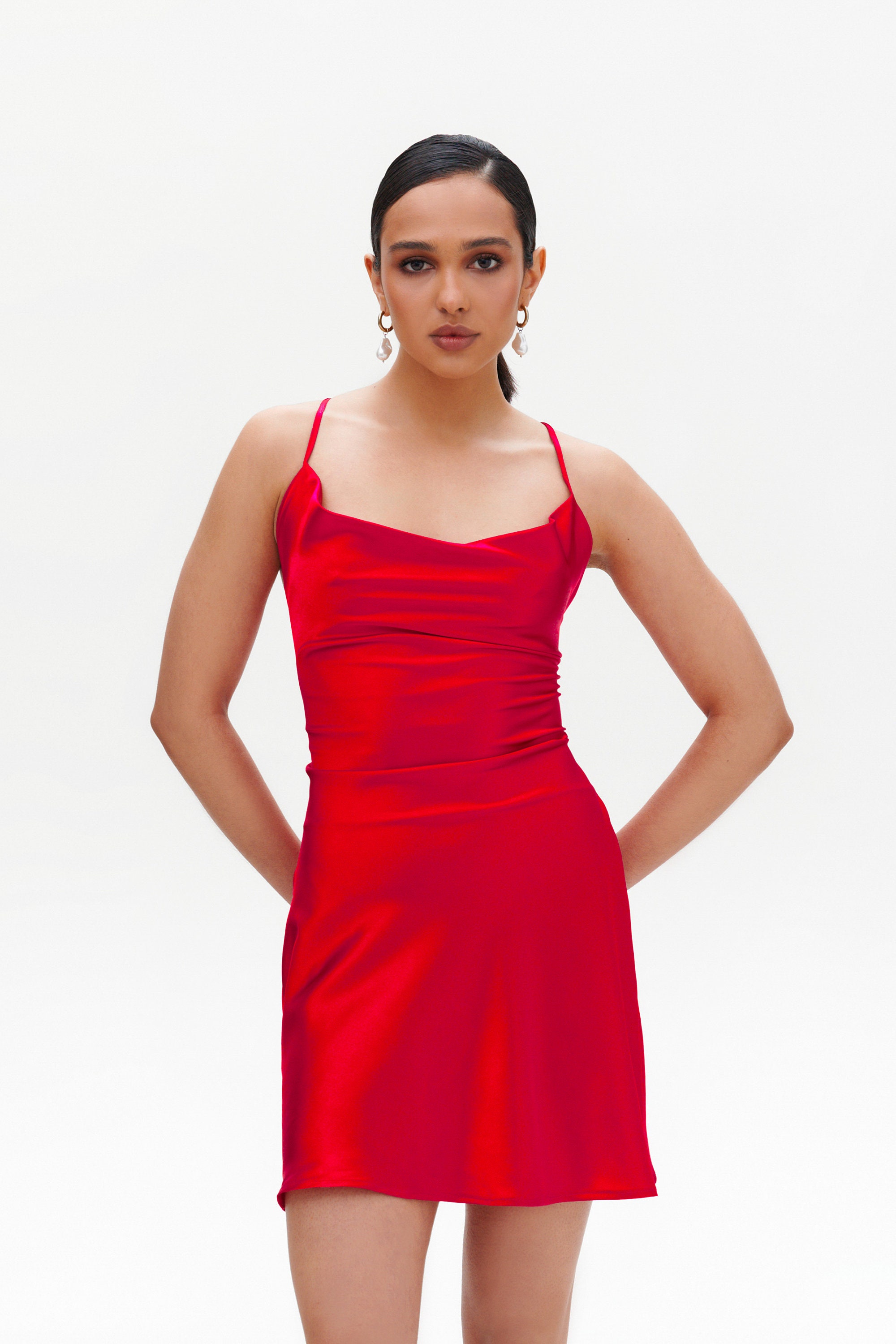 Red Silk Slip Dress Silk Slip Dress of Mini Length Red Cowl Neck Silk Slip Dress for Special Occasions Red Silk Mini Dress Etsy UK