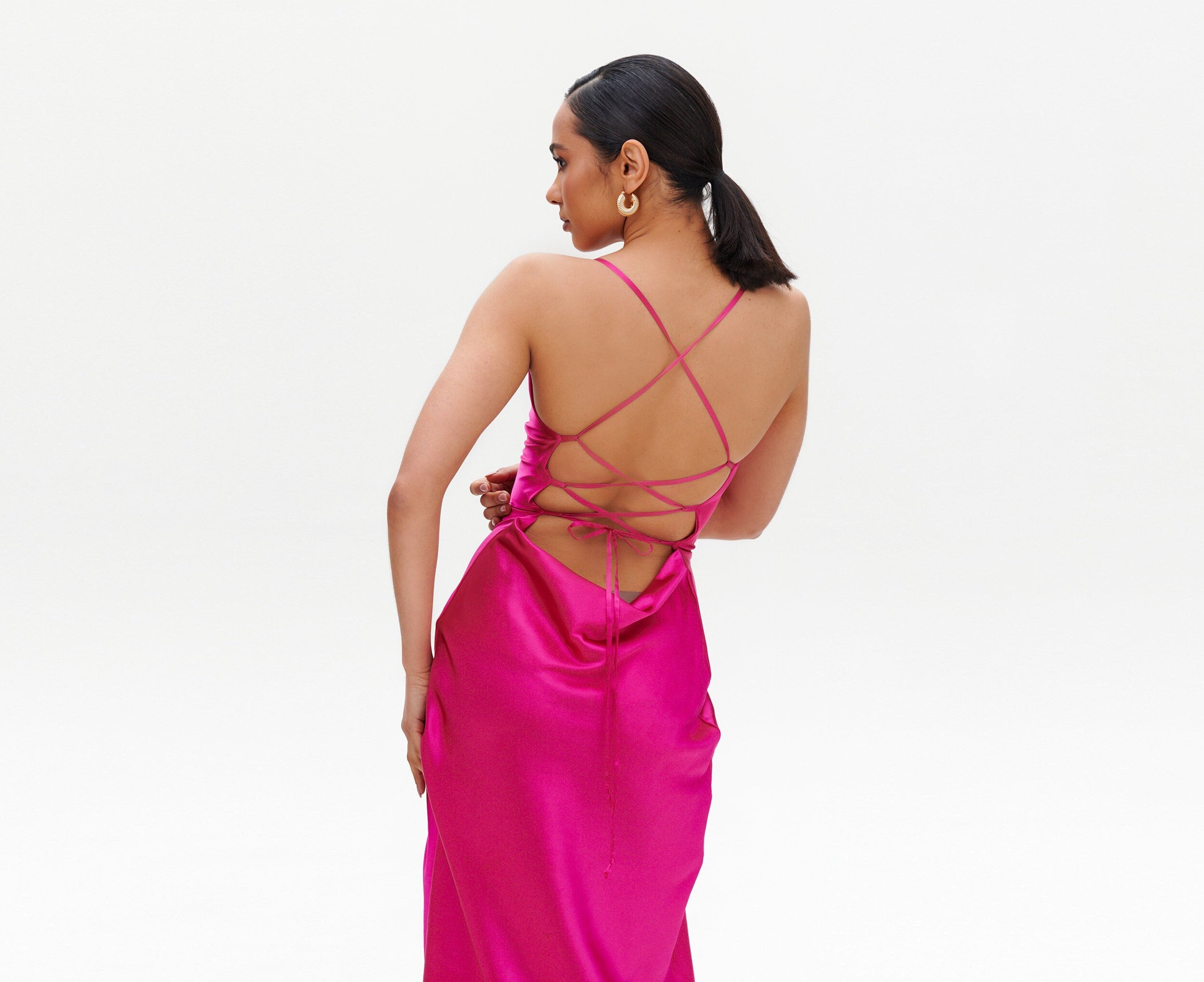 hot pink satin cami