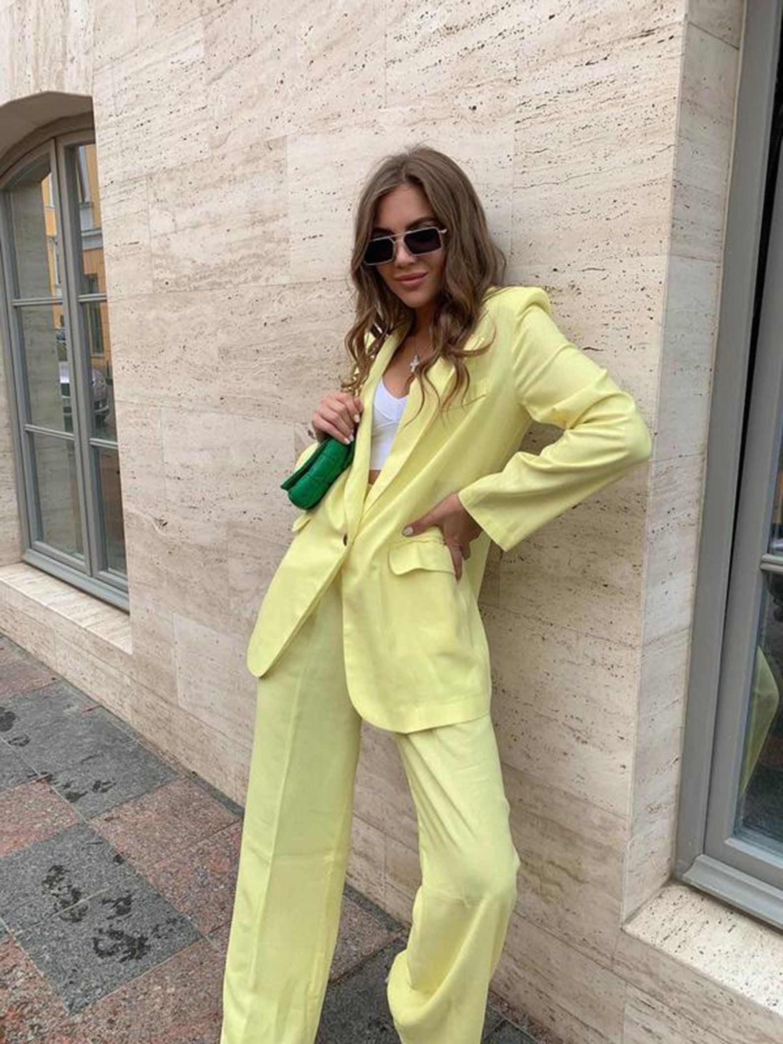 Yellow Pants Suit Pastel Pant Suit Linen Two Piece Pants Etsy