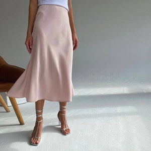 【Pehrt】Ribbon's Dream Silk Slip Skirt Silk Slip Skirt Pink Beige Elegant Skirt Silk Slip Skirt