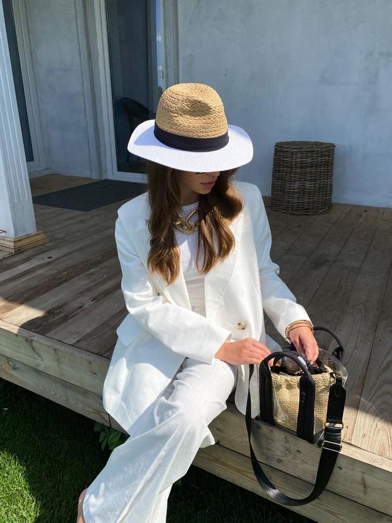 White Linen Suit Pants Suit Linen Palazzo Pants Linen Suit - Etsy