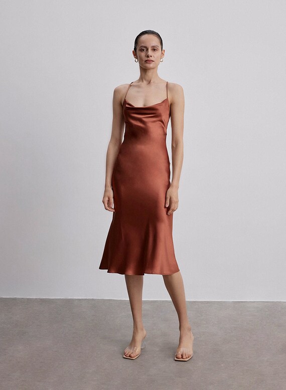 silk rust dress