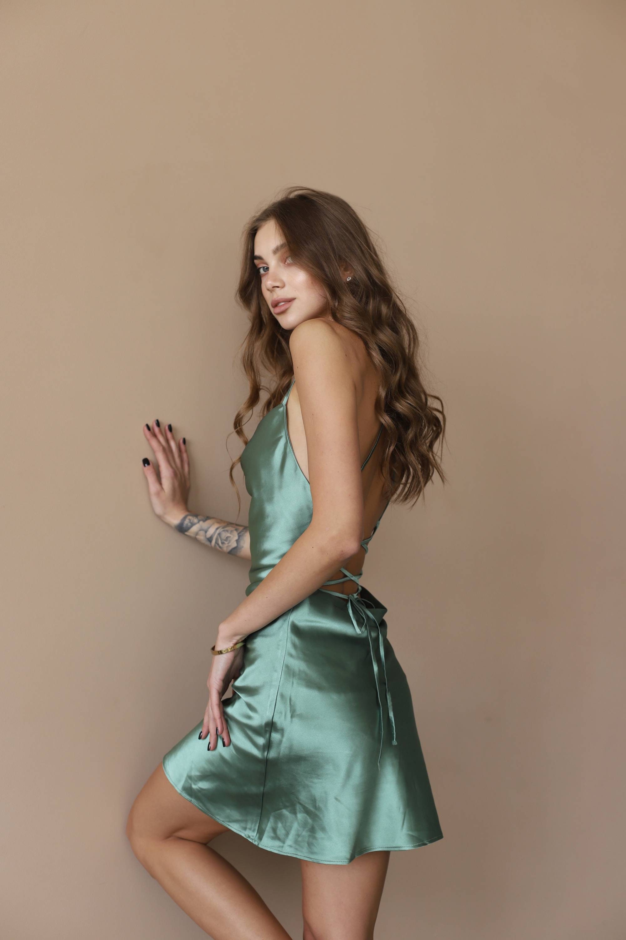 green emerald velvet dress Amazon.com: ZAFUL Women's Satin Sleeveless Spaghetti Strap Mini Dress Sexy  Slip Cowl Neck Silky Cocktail Party Dresses(Army Green-F, XS) : Clothing,  Shoes & Jewelry main image 1