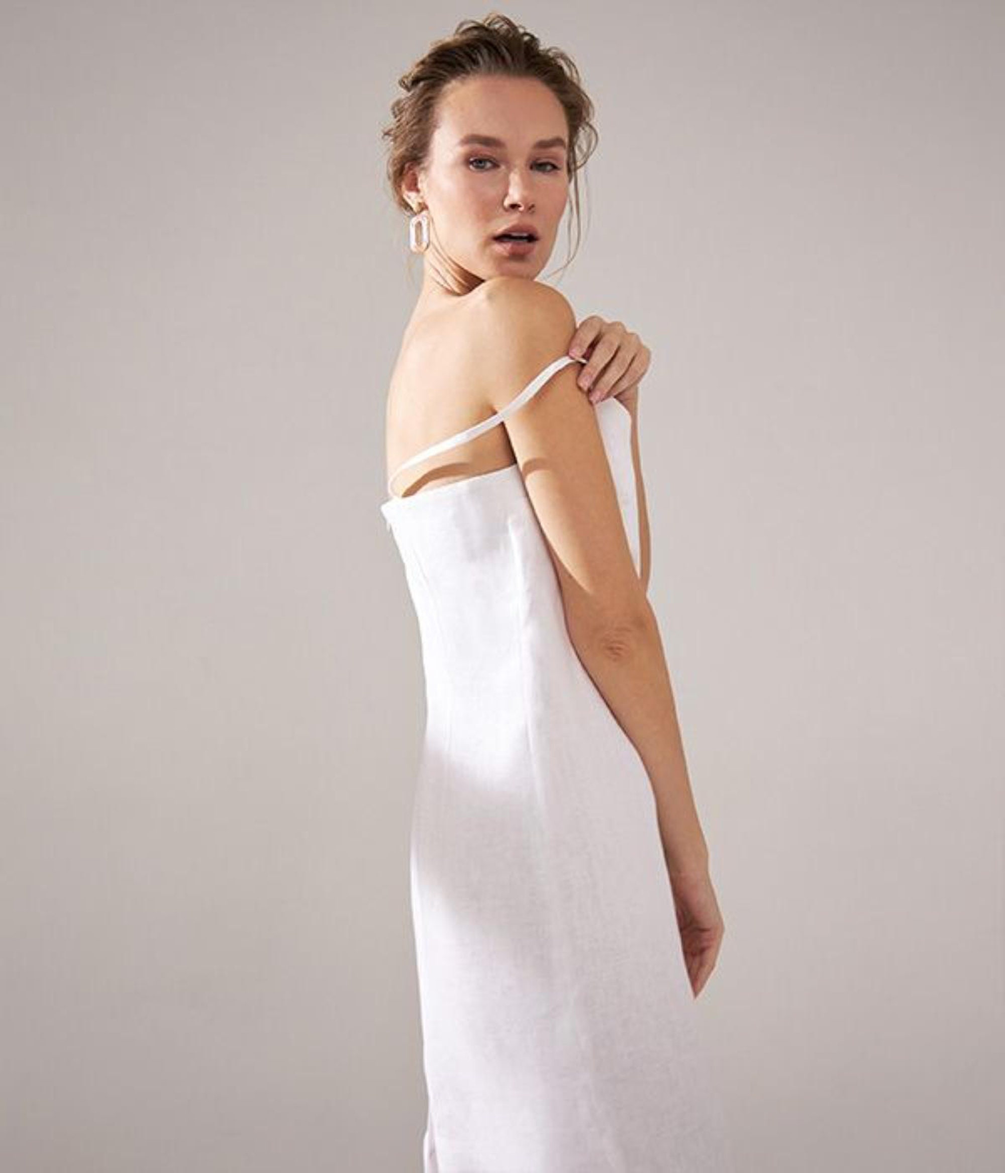 White linen slip dress Linen dress summer dress slip dress Etsy