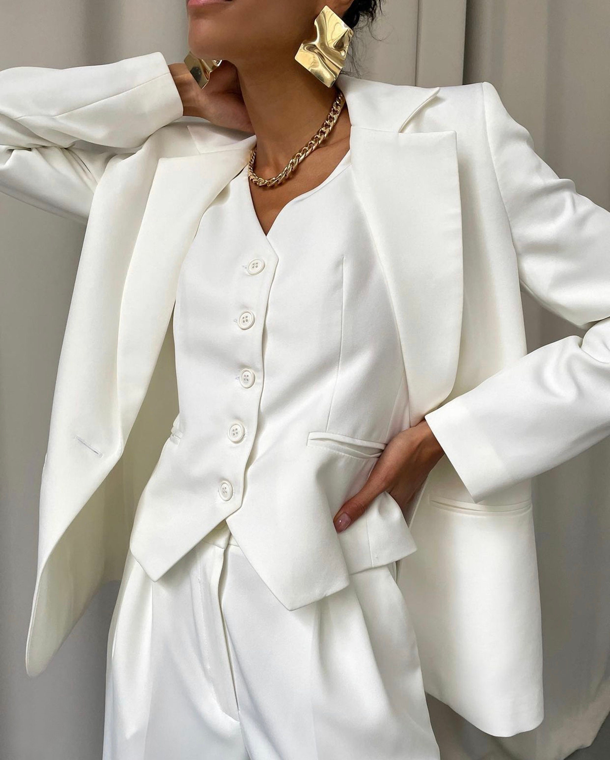 White 3 Piece Wedding Suit Bridal Suit Wedding Pantsuit for - Etsy UK