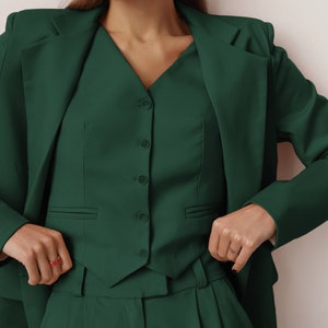 Emerald Green Blazer, Woman Blazer, Wedding Guest Suit, Prom Suit, Formal Blazer, 3-Piece Pantsuit, Bridal Set, Rehearsal Dinner, Party image 7