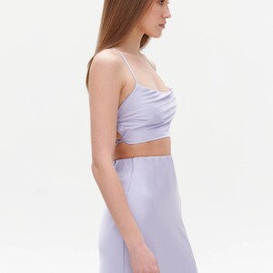 Silk slip skirt lilac 100% silk bias cut slip skirt slip midi a-line skirt women skirt silk satin skirt trends fall outfits image 3