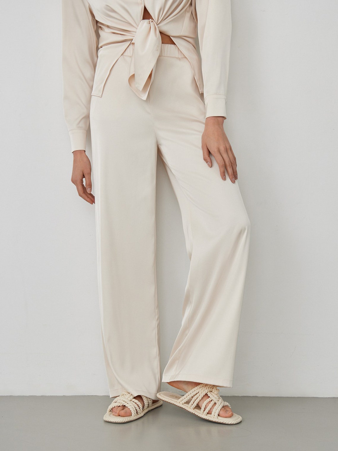 White Satin Suit Silk Pant Suit for Women Shirt and Pants Etsy