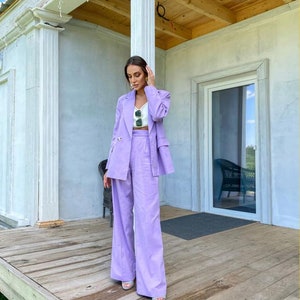 Two Piece Women Suit, Linen Suit Jacket, Two piece classical suit, Womens suit, Womens Suit Set, Linen Suit